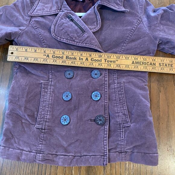 Y2K Whimsigoth Velvet Peacoat Jacket Purple Double Breasted Old Navy Junior XL - Picture 8 of 8